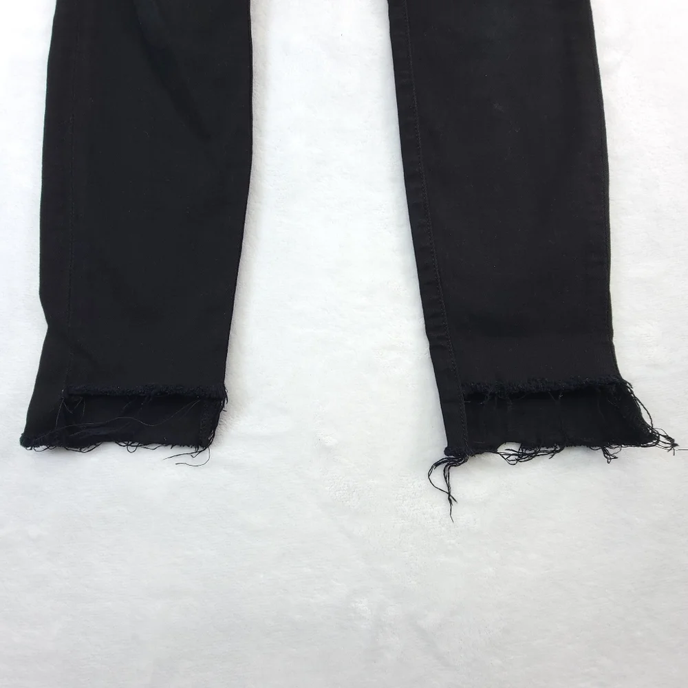 7 For All Mankind Womens Gwenevere Ankle Skinny Jeans Raw Hem Black Size 25 - Picture 4 of 10